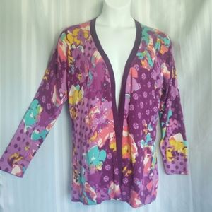 Isaac Mizrahi cotton v-neck long sleeve open front cardigan XL